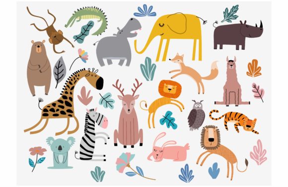 Download Cute Jungle Animals Vector Set - Cute jungle animals Collection